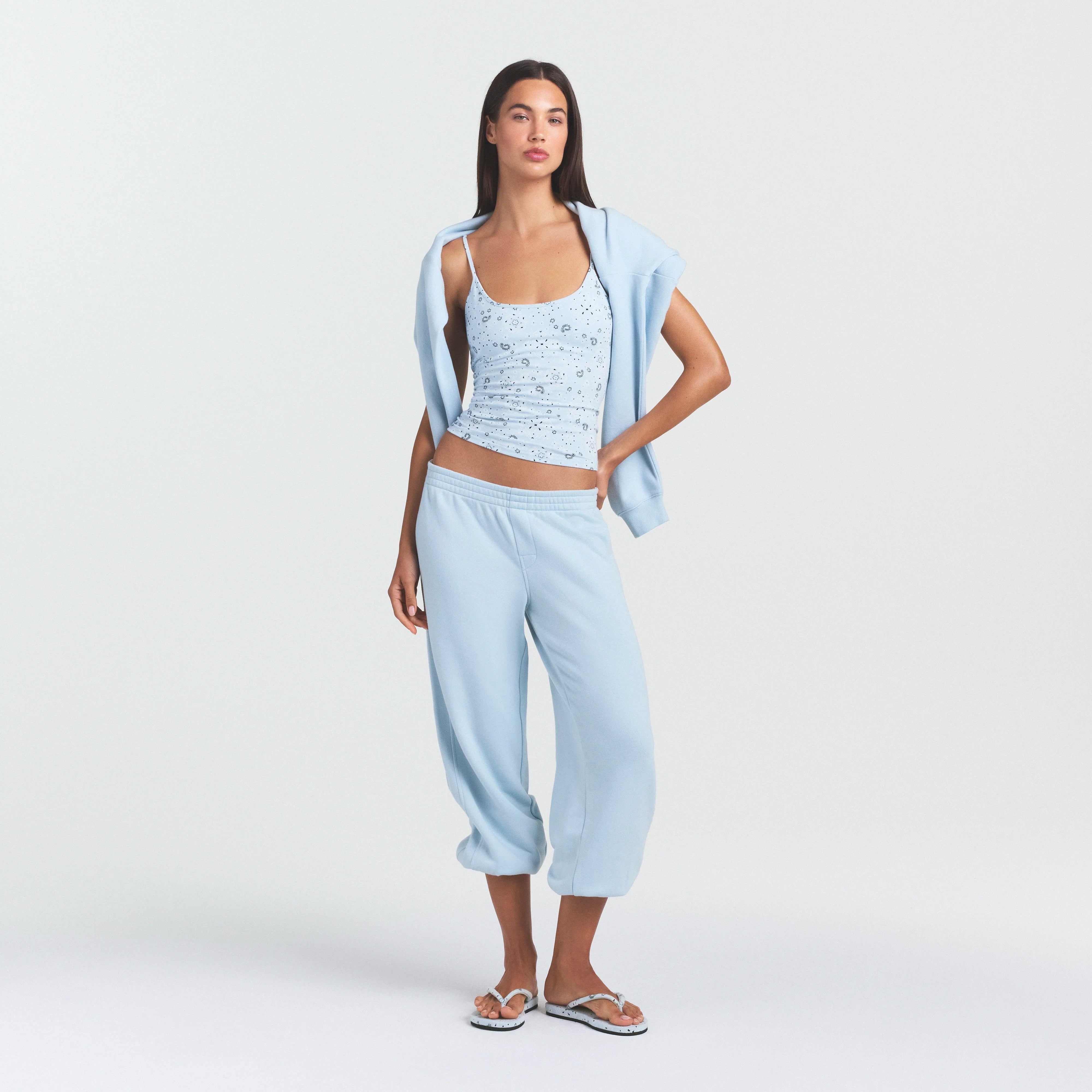 COTTON JERSEY SCOOP NECK CAMI | POWDER BLUE BANDANA