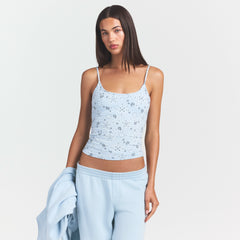 COTTON JERSEY SCOOP NECK CAMI | POWDER BLUE BANDANA