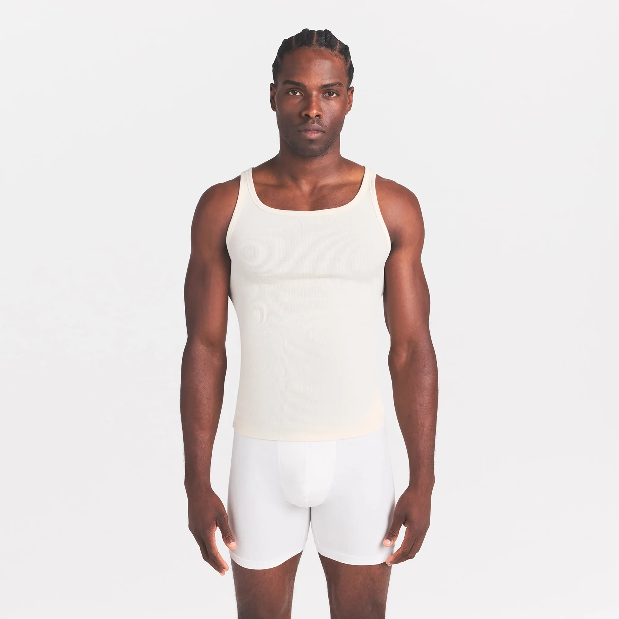 SKIMS COTTON MENS RIB TANK 3-PACK | LINEN ECRU MULTI