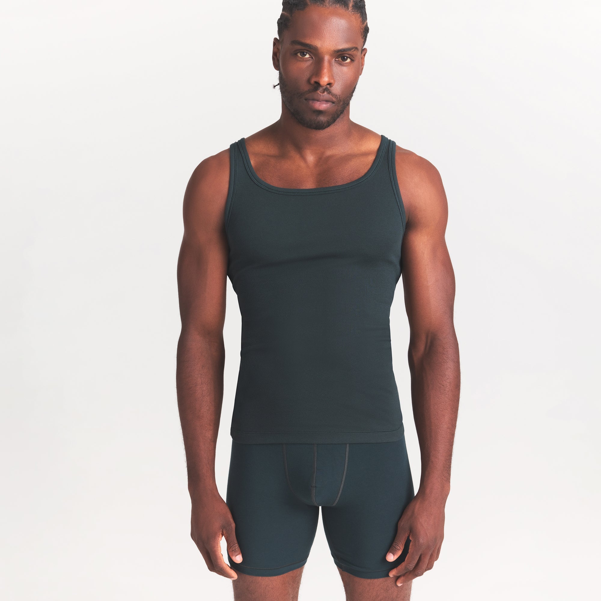 SKIMS COTTON MENS RIB TANK 3-PACK | VERDANT DARK SEPIA MULTI