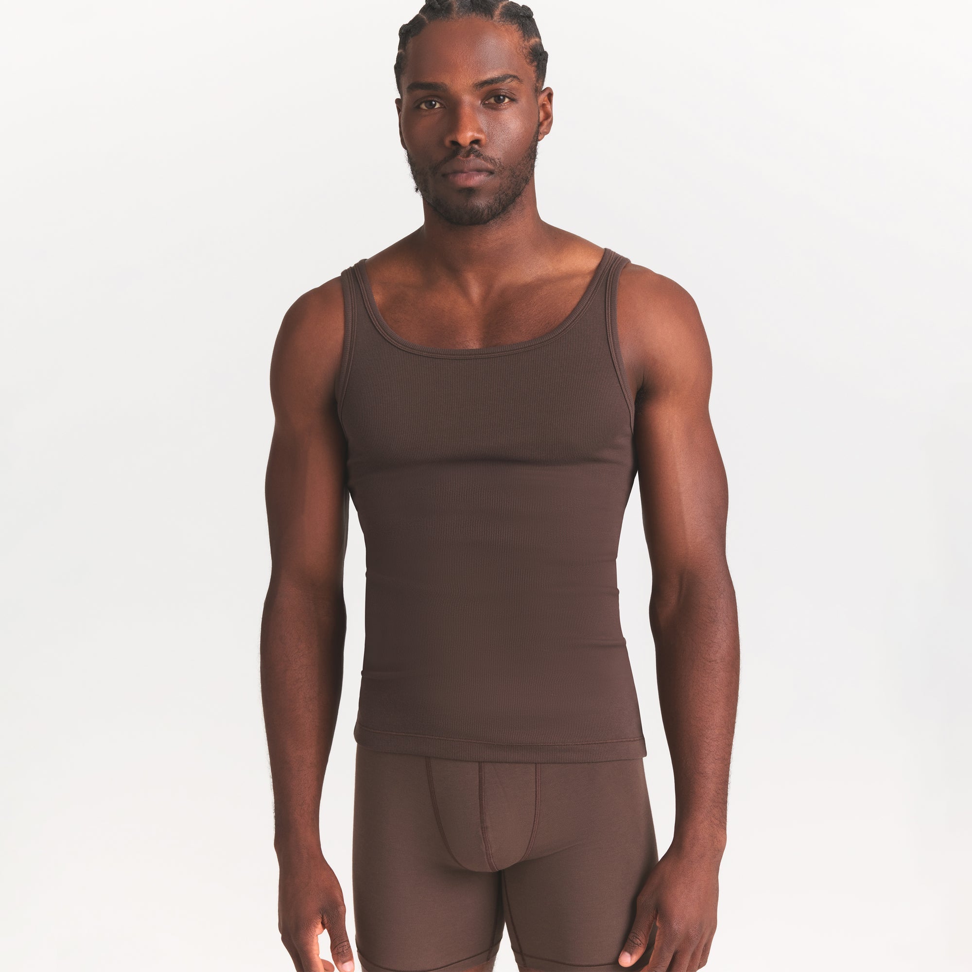 SKIMS COTTON MENS RIB TANK 3-PACK | VERDANT DARK SEPIA MULTI