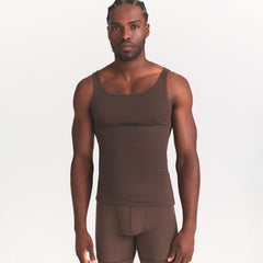 SKIMS COTTON MENS RIB TANK 3-PACK | VERDANT DARK SEPIA MULTI