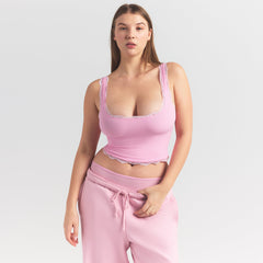 FITS EVERYBODY LACE TANK | BUBBLE GUM TONAL