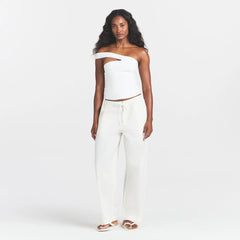 COTTON JERSEY ASYMMETRICAL TOP | MARBLE