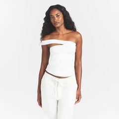 COTTON JERSEY ASYMMETRICAL TOP | MARBLE