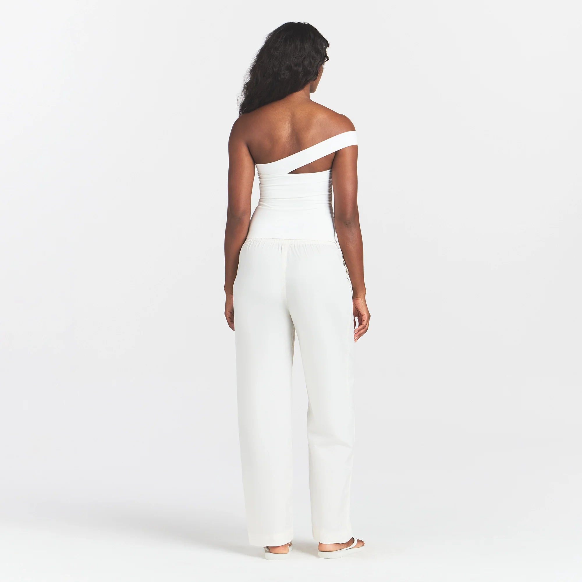 COTTON JERSEY ASYMMETRICAL TOP | MARBLE