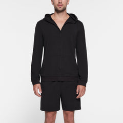 JERSEY LOUNGE MENS ZIP UP HOODIE | OBSIDIAN