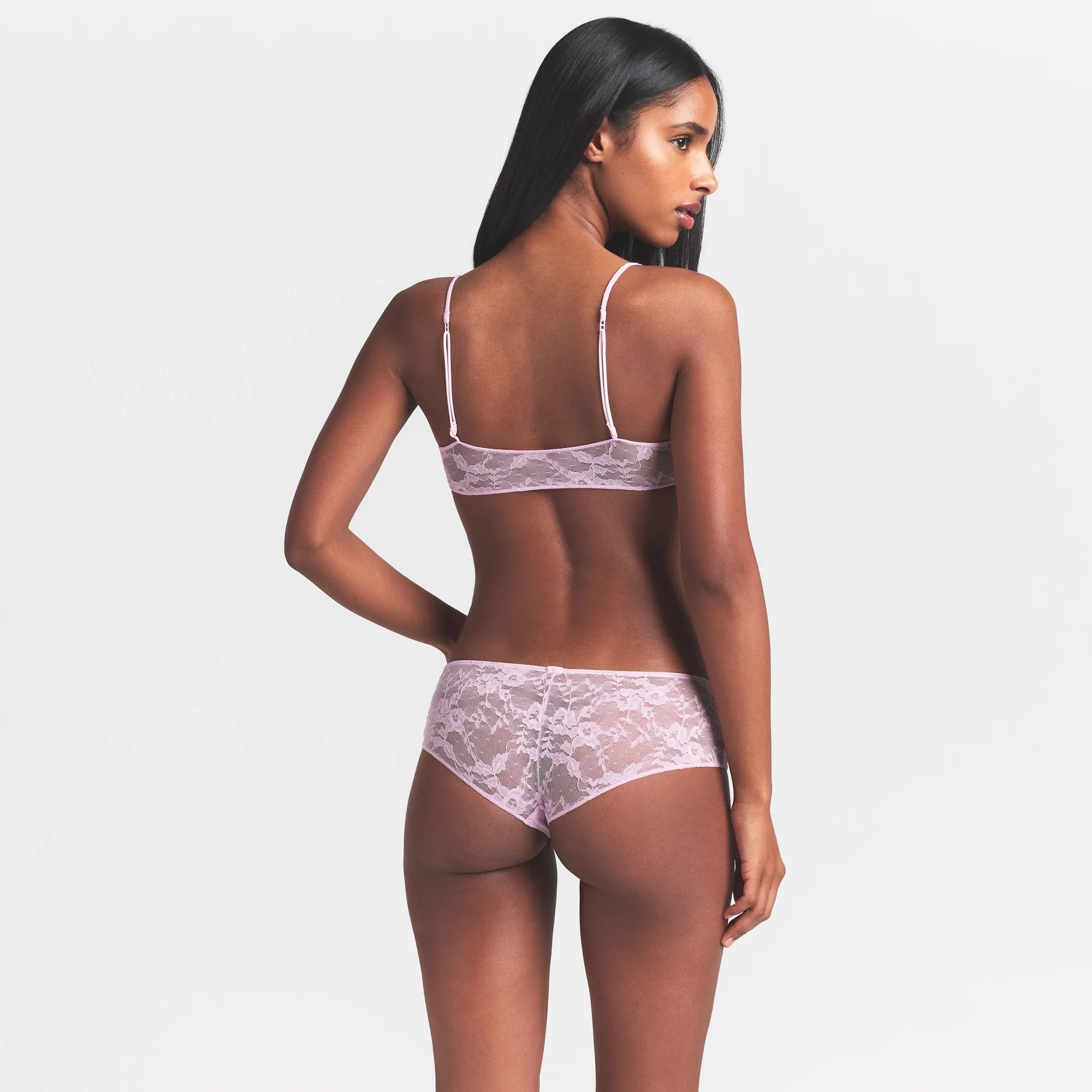 STRETCH LACE SKIMPY SCOOP BRALETTE | BABY PINK