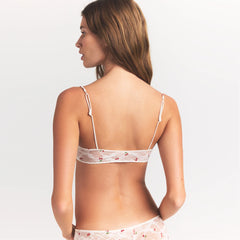 STRETCH LACE SKIMPY SCOOP BRALETTE | IVORY CHERRY PRINT