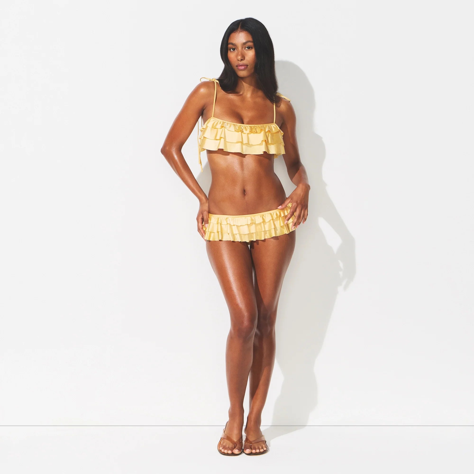 SATIN SWIM RUFFLE BIKINI TOP | MARZIPAN