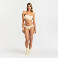 LIGHTWEIGHT COTTON WIDE LACE BRIEF | BUTTER TONAL
