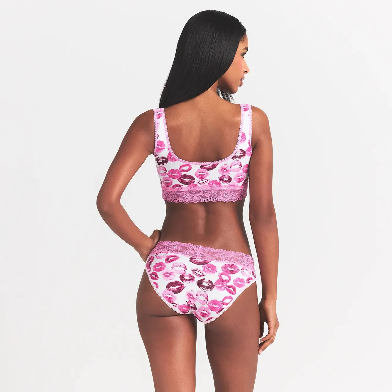 LIGHTWEIGHT COTTON WIDE LACE BRIEF | PINK ALLOVER LIPSTICK