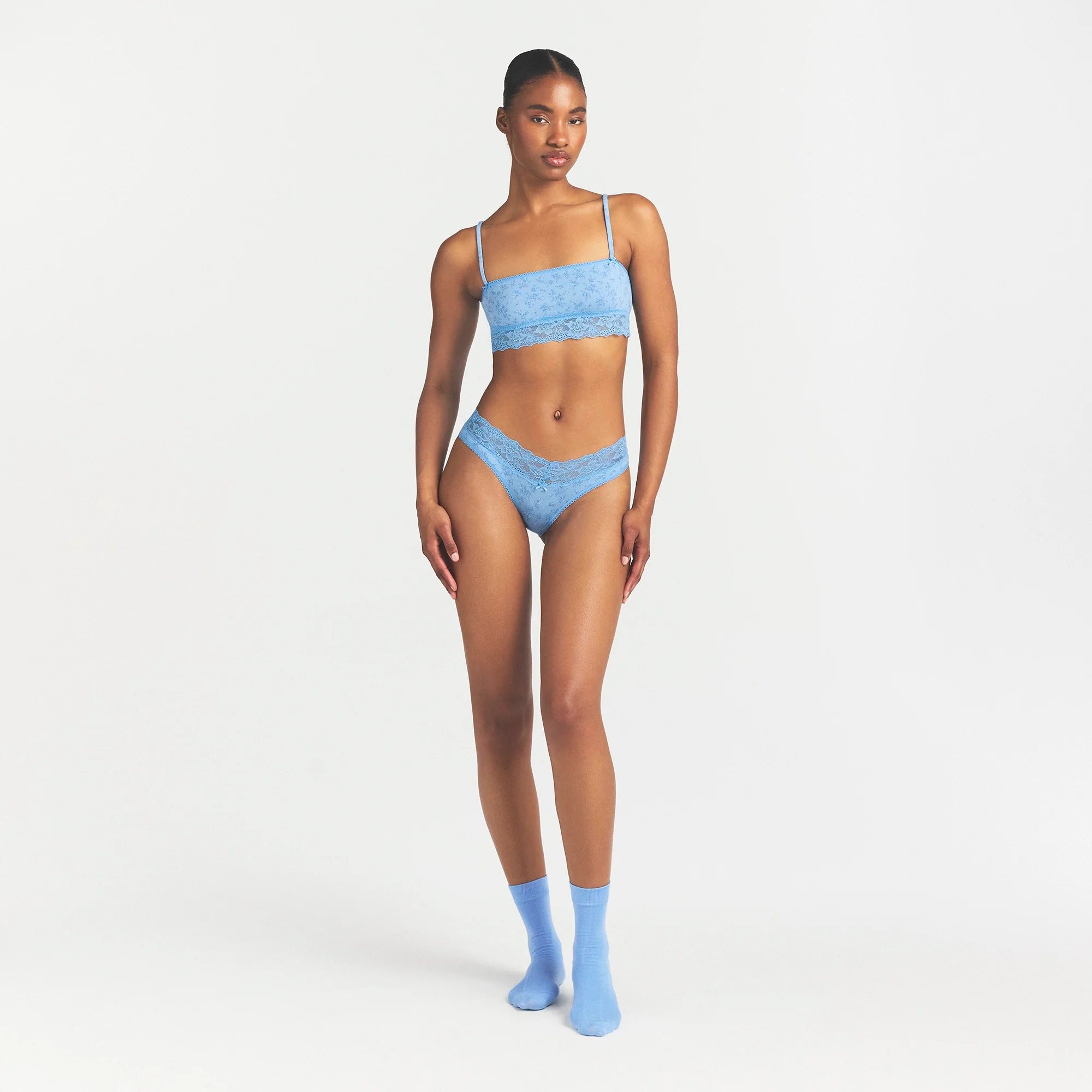 LIGHTWEIGHT COTTON WIDE LACE BRIEF | SURF DAINTY FLORAL PRINT