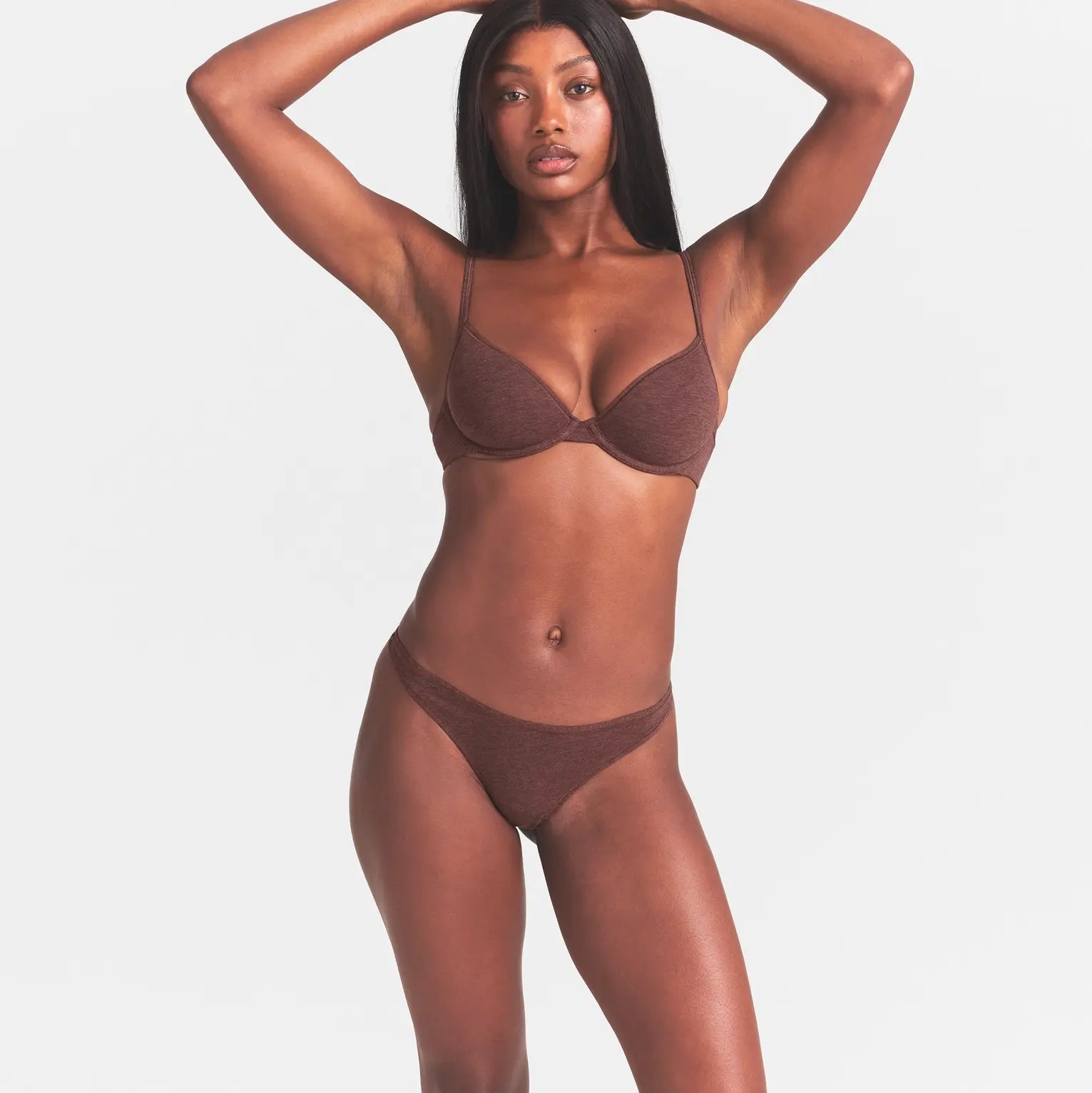 EVERYDAY COTTON THONG | COCOA HEATHER