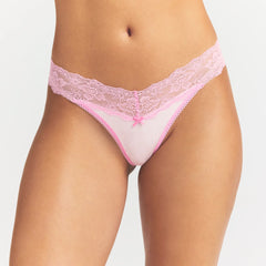 LIGHTWEIGHT COTTON WIDE LACE THONG | CHERRY BLOSSOM TONAL