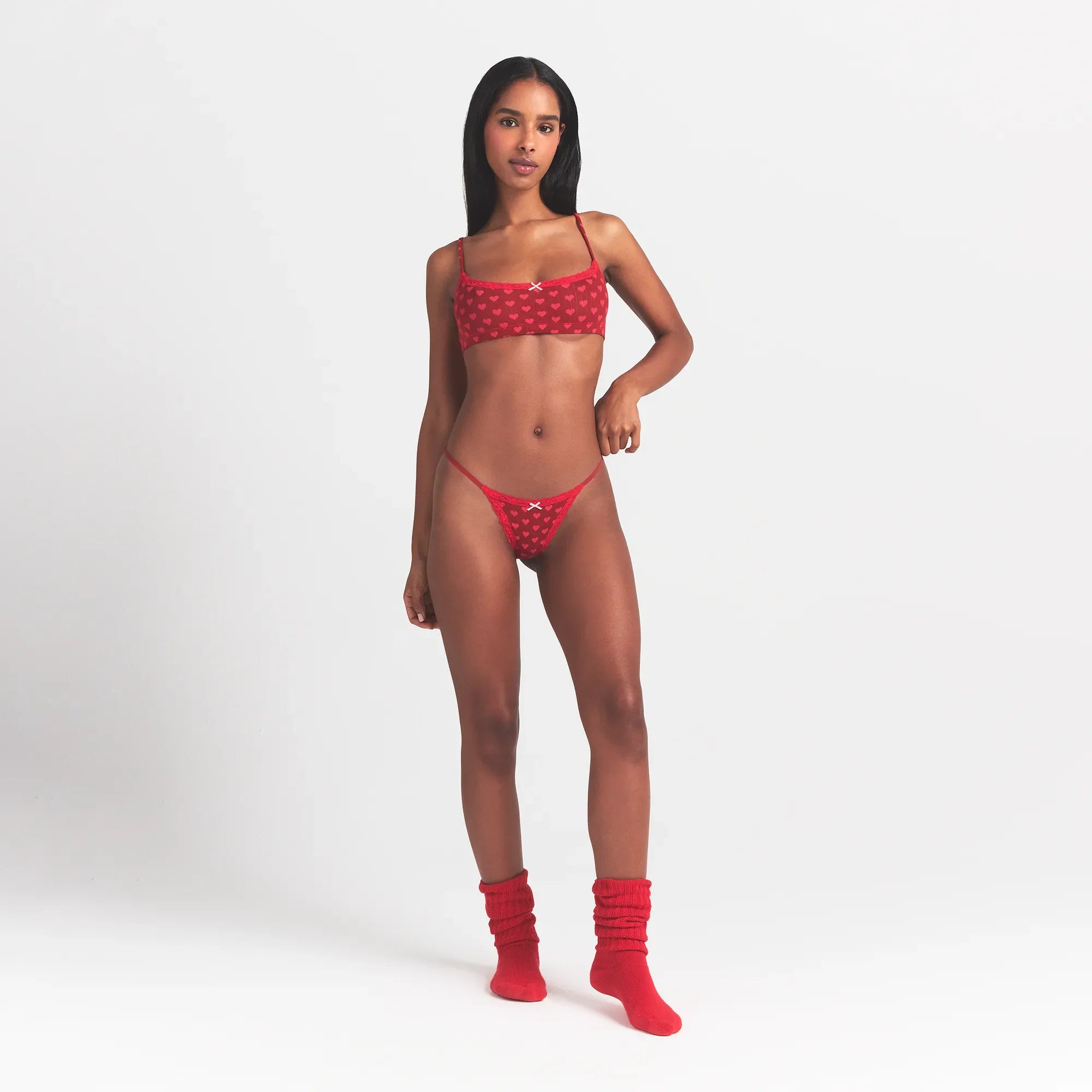 LIGHTWEIGHT COTTON POINTELLE LACE STRING THONG | BRICK HEART HALFDROP