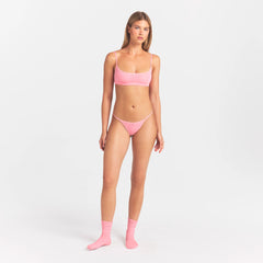 LIGHTWEIGHT COTTON POINTELLE LACE STRING THONG | MELON TONAL