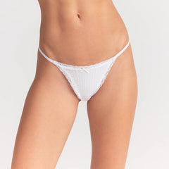 LIGHTWEIGHT COTTON POINTELLE LACE STRING THONG | SNOW