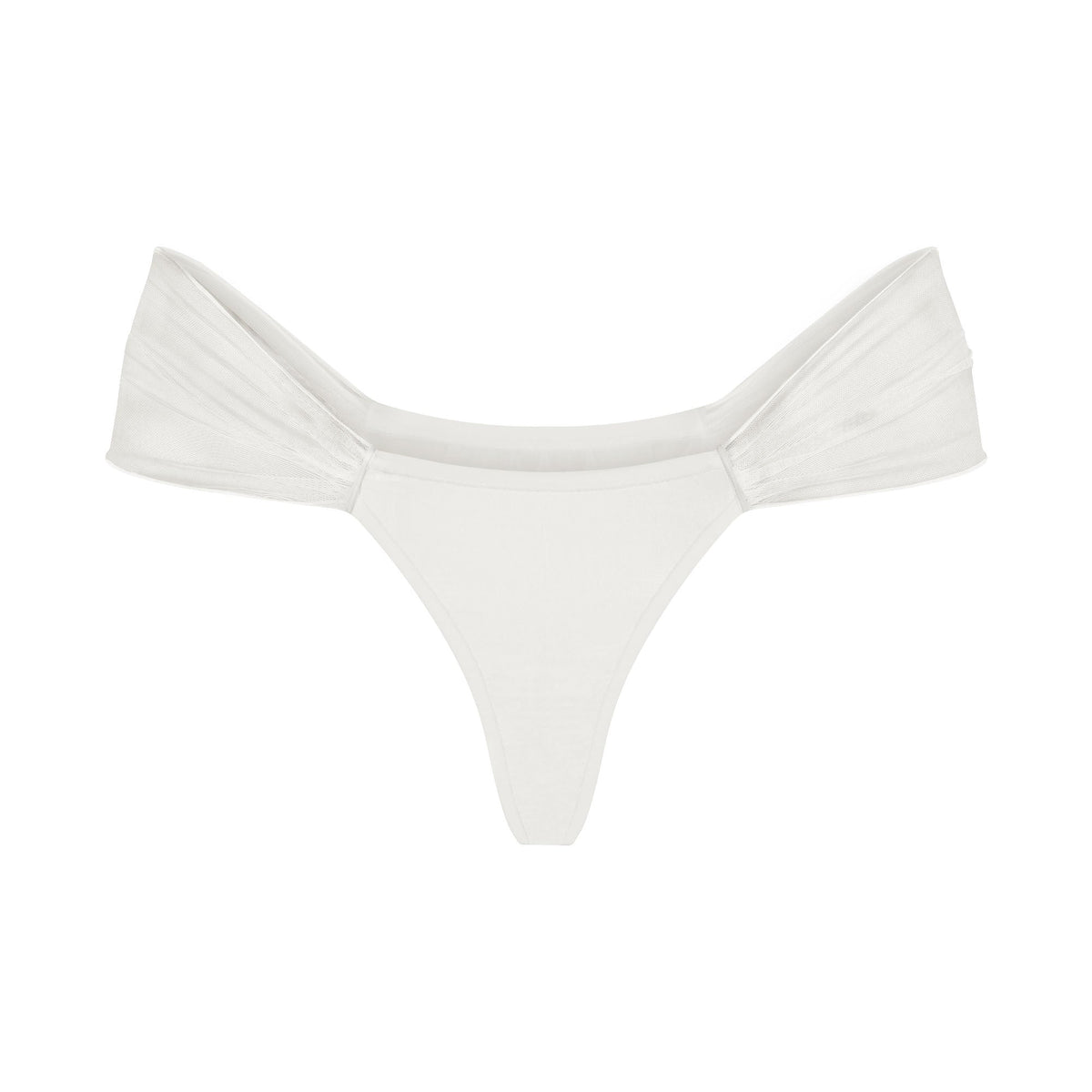 ULTRA FINE MESH DRAPED THONG | IVORY