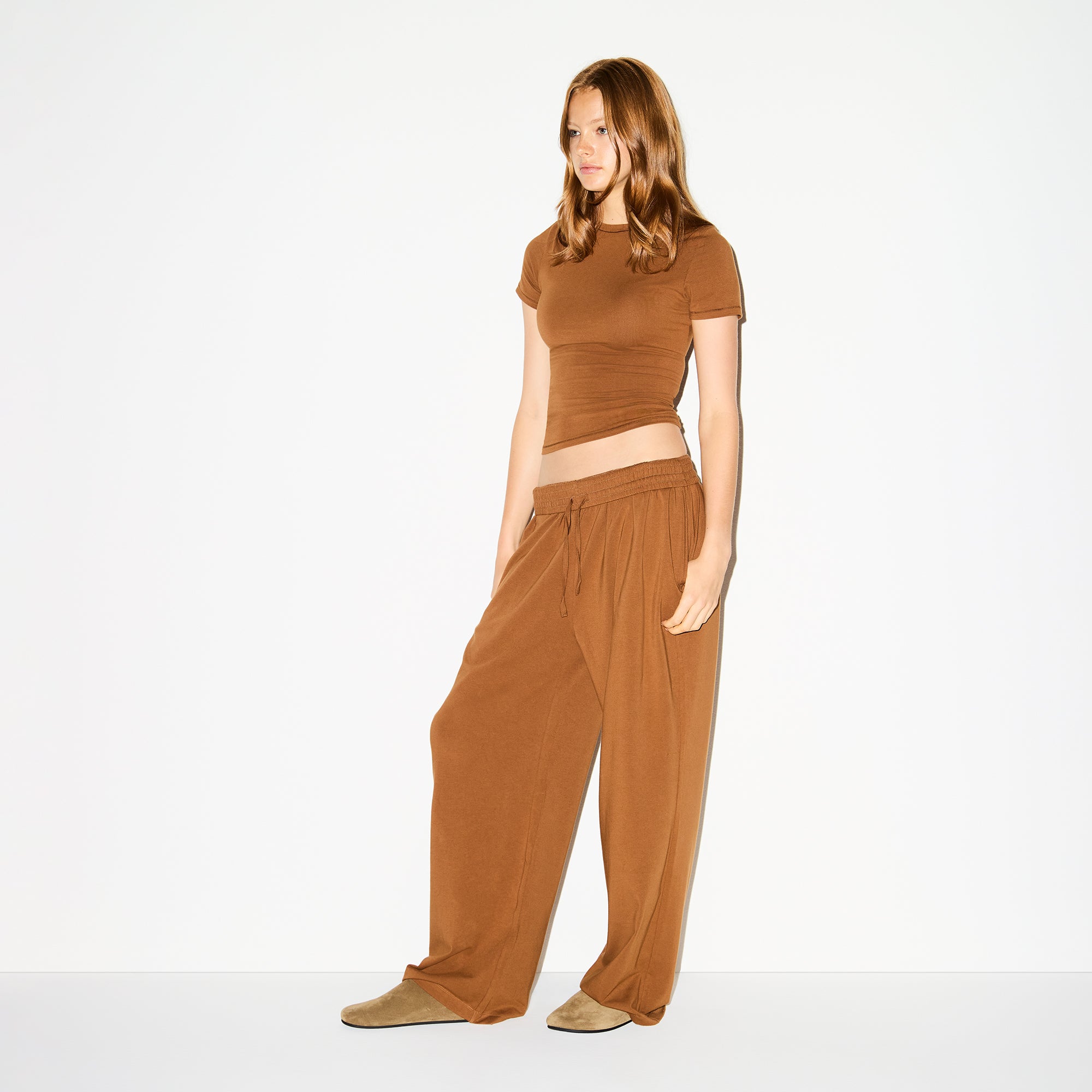 COTTON JERSEY WIDE LEG PANT | CHAI
