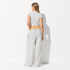 COTTON JERSEY WIDE LEG PANT | LIGHT HEATHER GREY