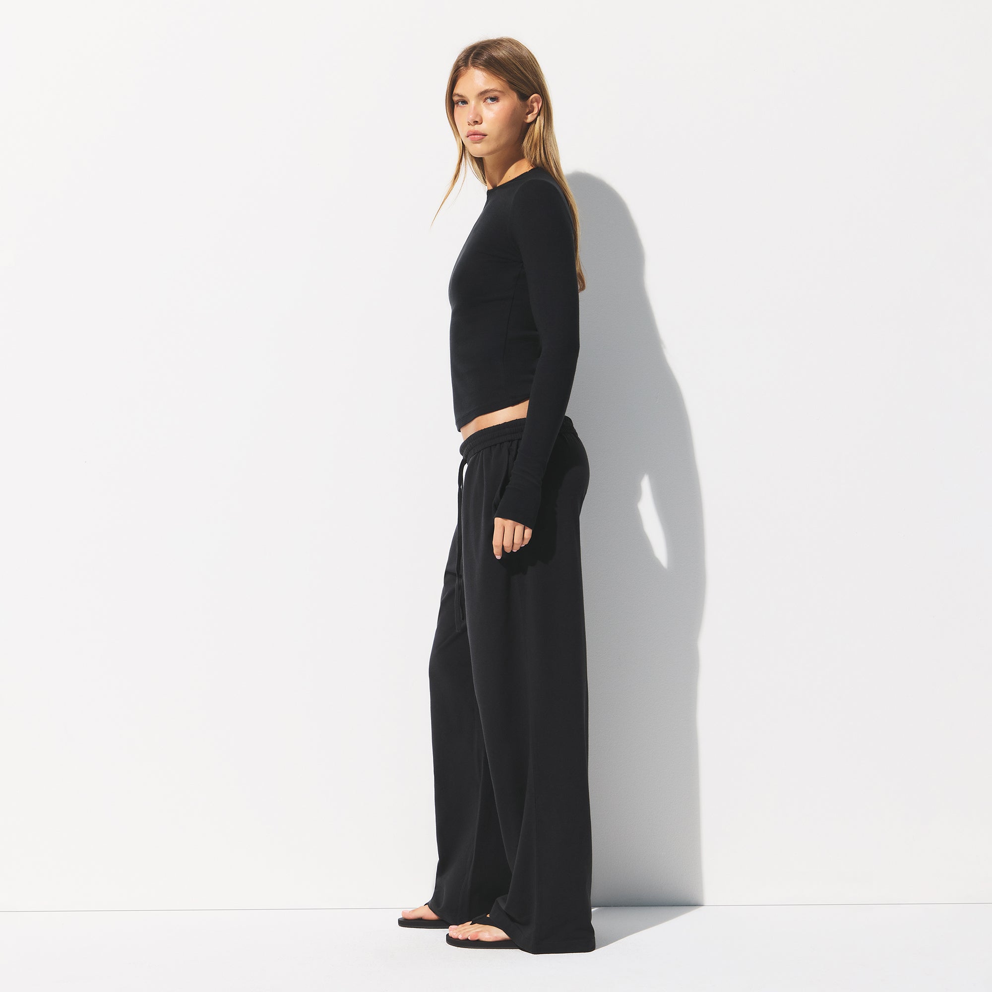 COTTON JERSEY WIDE LEG PANT | SOOT