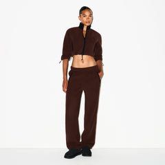 OUTDOOR FLEECE CROPPED 3/4 SLEEVE JACKET | COCOA