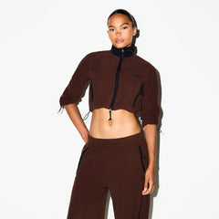 OUTDOOR FLEECE CROPPED 3/4 SLEEVE JACKET | COCOA
