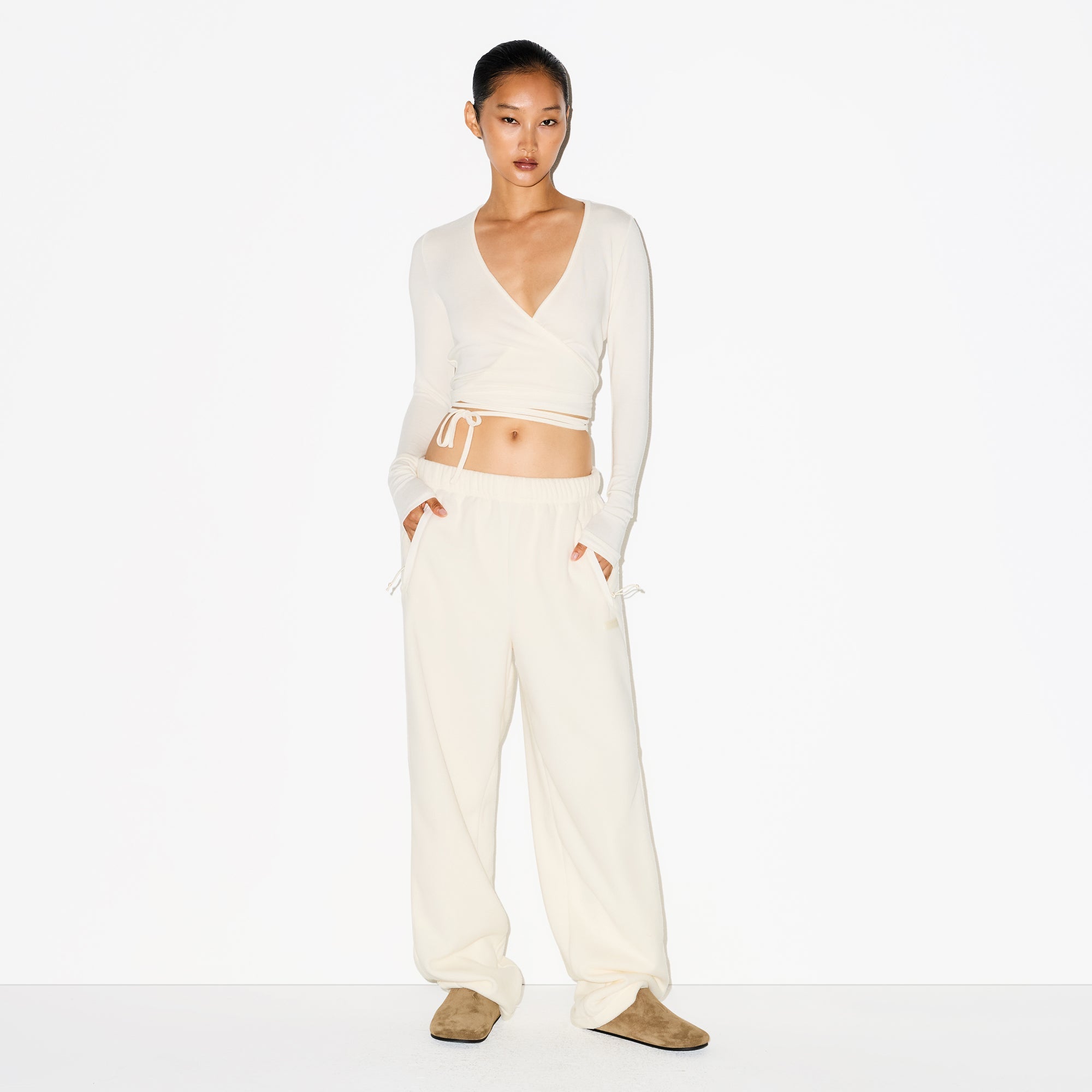 OUTDOOR FLEECE STRAIGHT LEG PANT | ECRU
