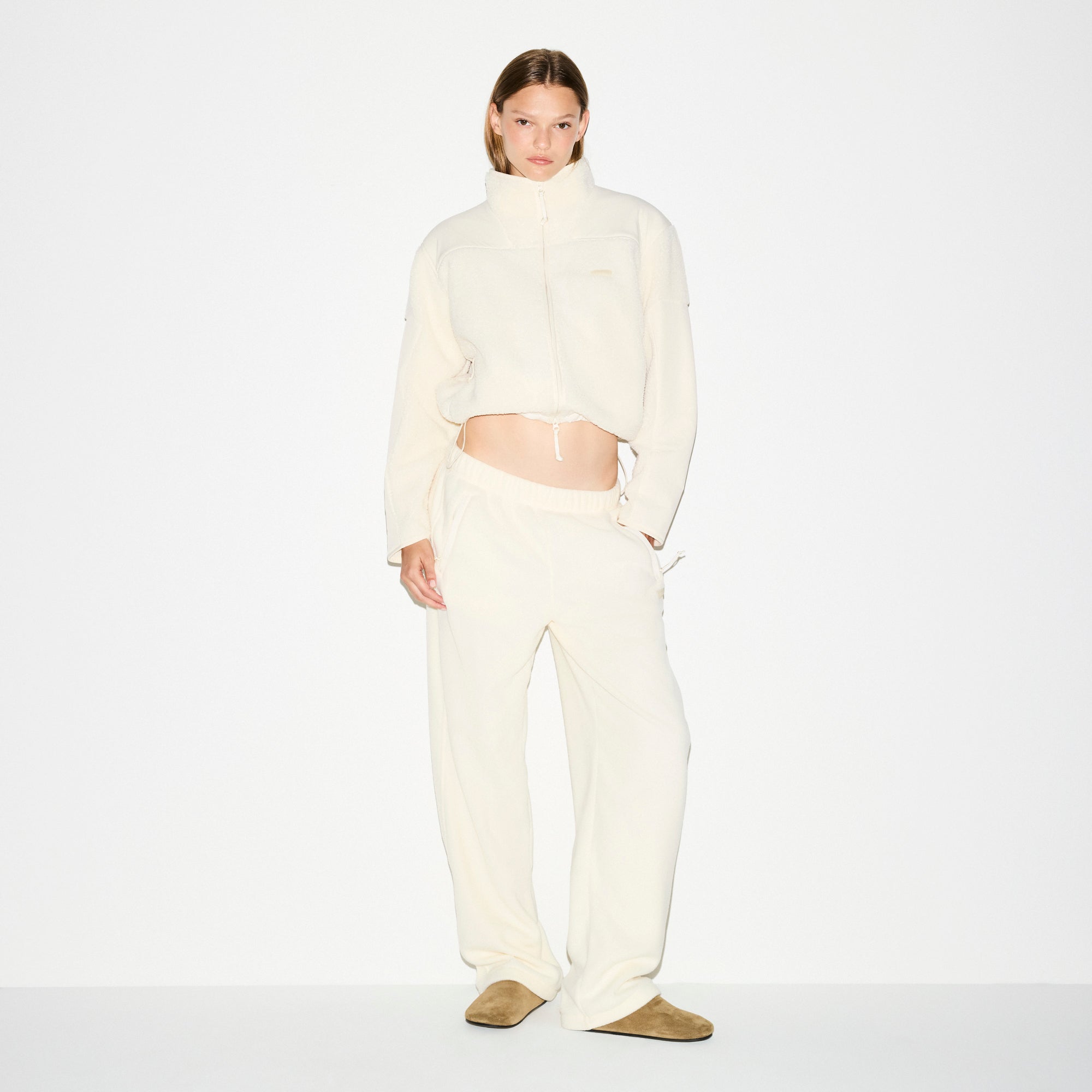 OUTDOOR FLEECE STRAIGHT LEG PANT | ECRU