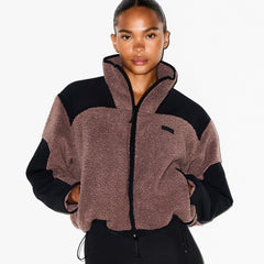 TEDDY BOXY ZIP UP JACKET | UMBER