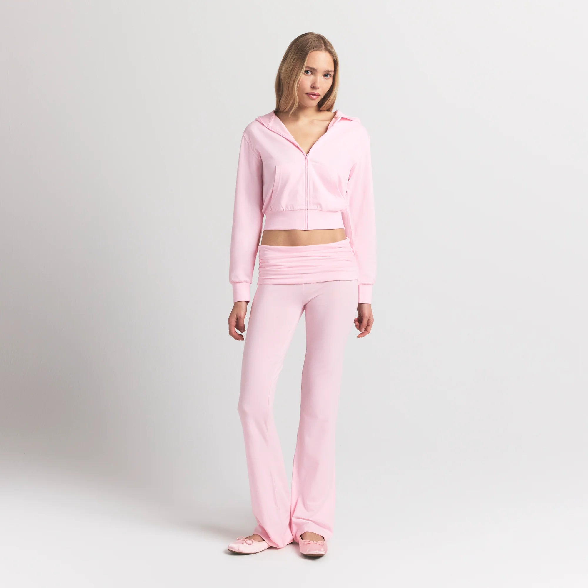 COTTON JERSEY ZIP UP HOODIE | CHERRY BLOSSOM