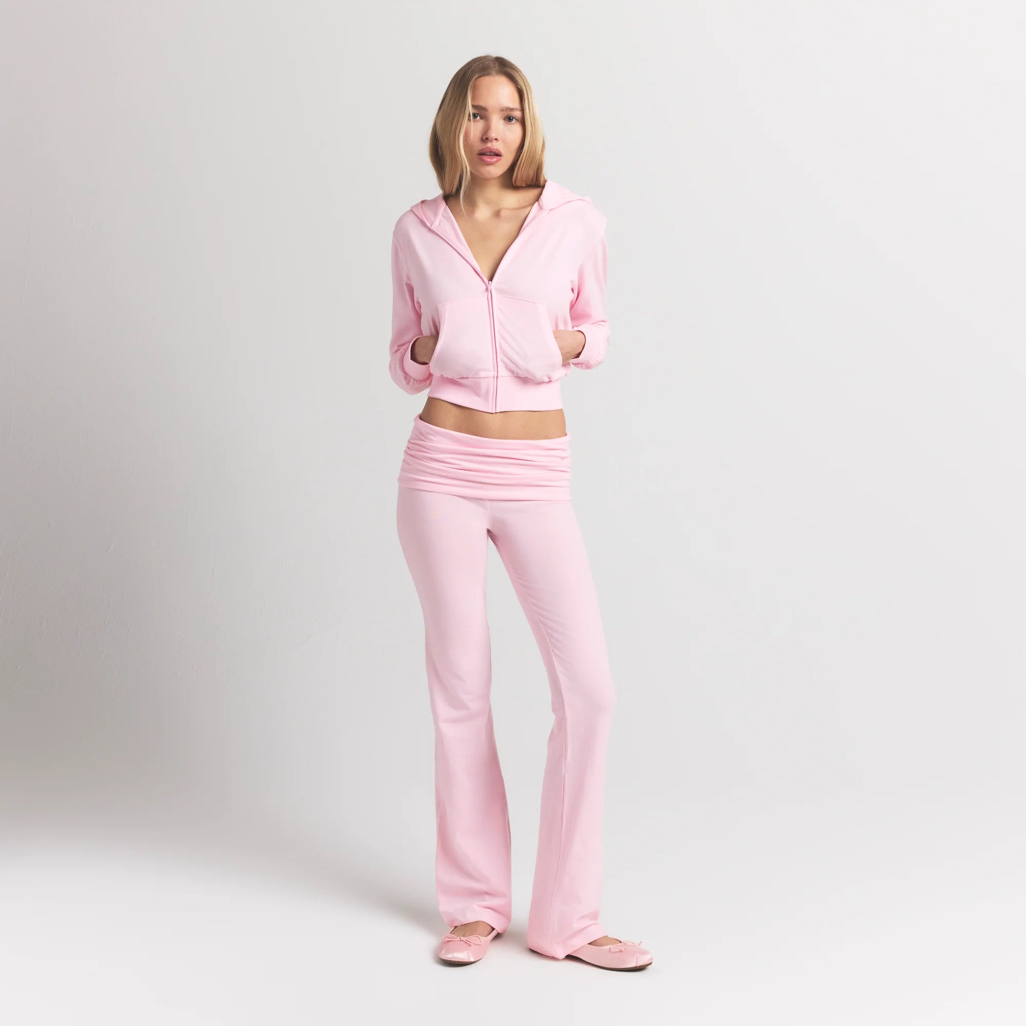 COTTON JERSEY ZIP UP HOODIE | CHERRY BLOSSOM