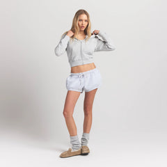 COTTON JERSEY ZIP UP HOODIE | LIGHT HEATHER GREY