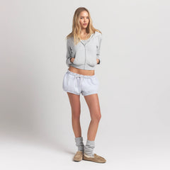 COTTON JERSEY ZIP UP HOODIE | LIGHT HEATHER GREY