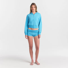 COTTON JERSEY ZIP UP HOODIE | WATER