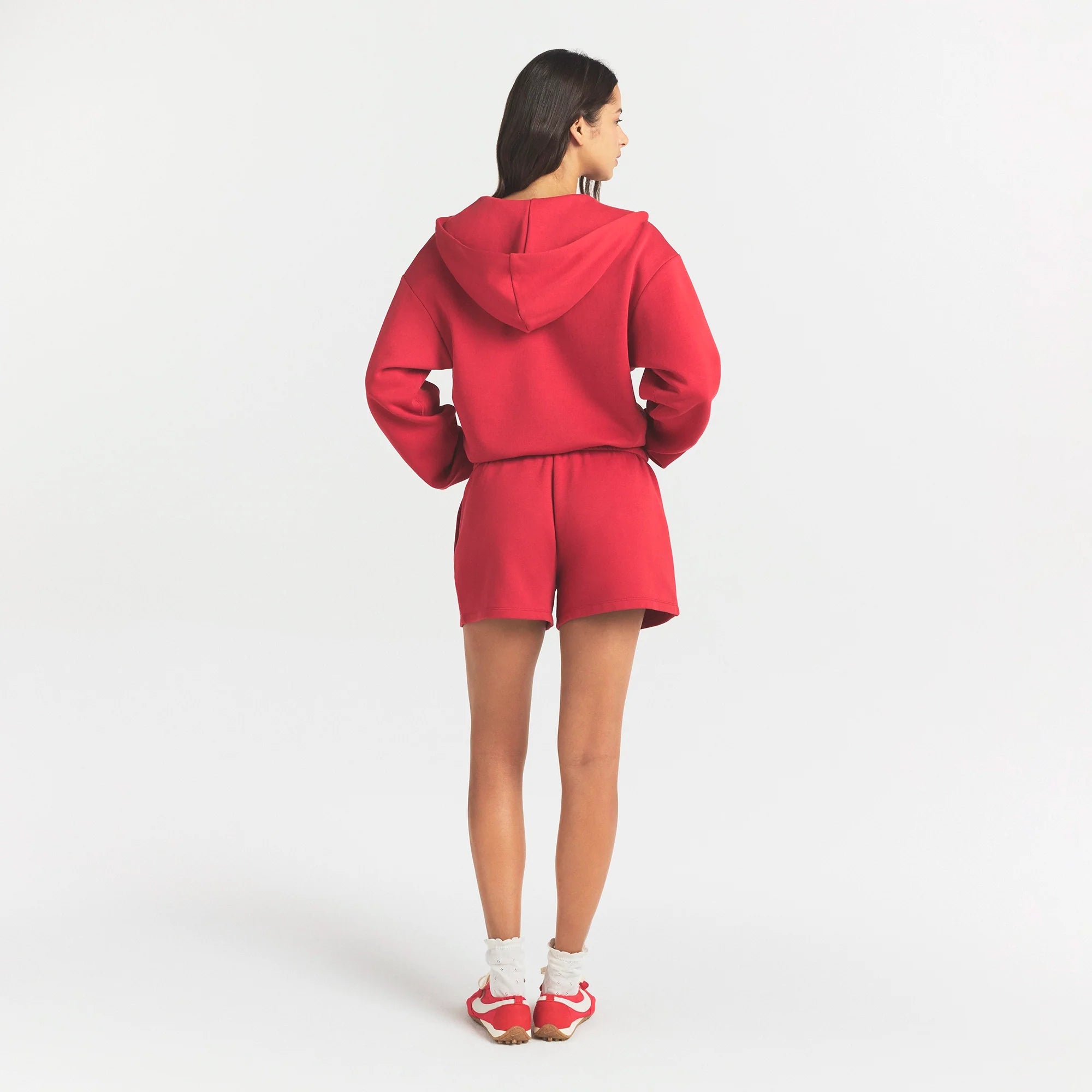 COTTON FLEECE CLASSIC ZIP UP HOODIE | WASHED RED
