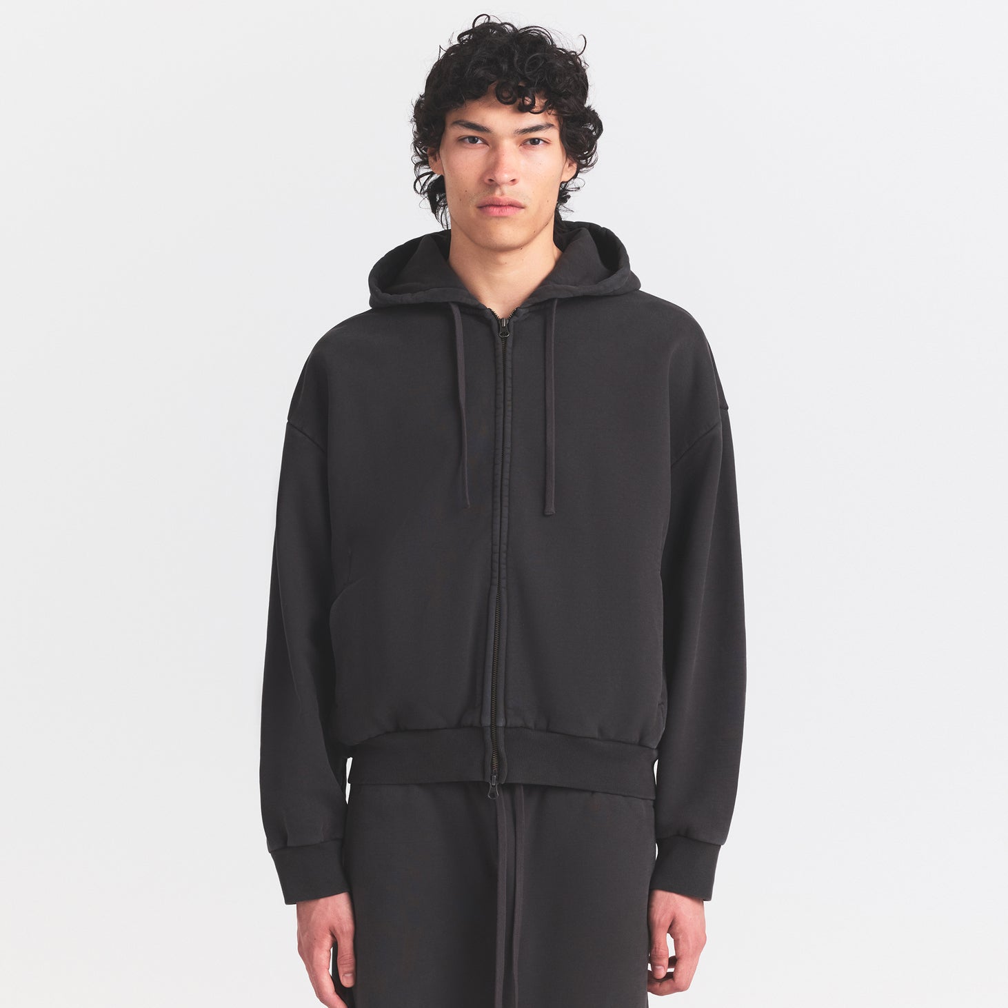 HEAVYWEIGHT FLEECE ZIP UP HOODIE | WASHED ONYX