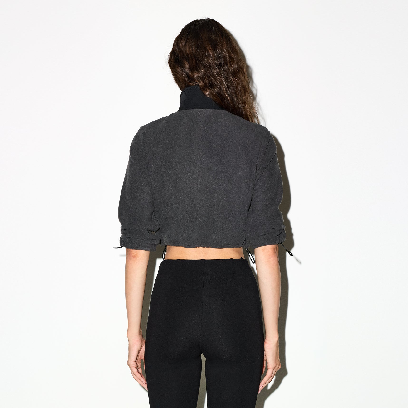 OUTDOOR FLEECE CROPPED 3/4 SLEEVE JACKET | ASH