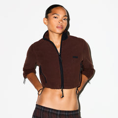 OUTDOOR FLEECE CROPPED 3/4 SLEEVE JACKET | COCOA